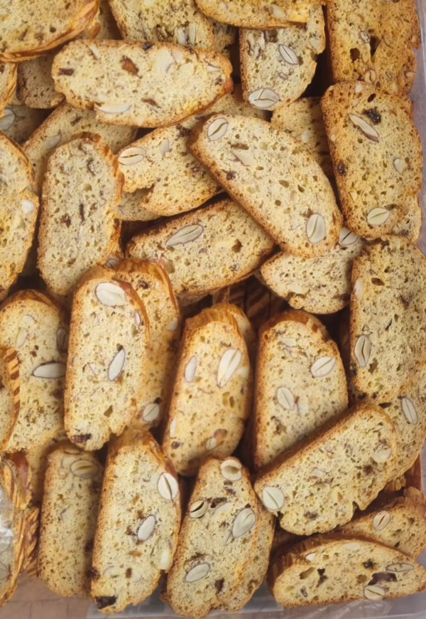 Moroccan Feqkkas Traditional Baked Biscuits with Almonds, Raisins